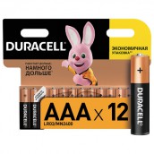 Батарейки КОМПЛЕКТ 12 шт, DURACELL Basic, AAA (LR03, 24А), алкалиновые, мизинчиковые, блистер