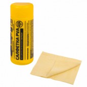 Салфетка синтетическая PVA-замша 43x32 см, в тубе, желтая, для авто, дома и офиса, ГРАНДМАСТЕР, 609975
