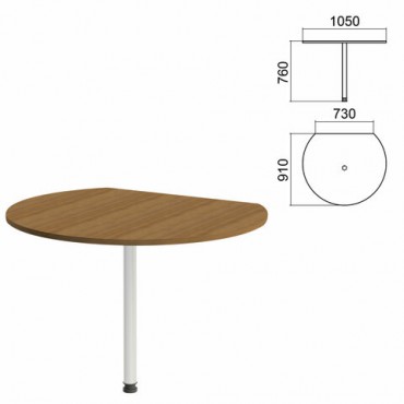 Стол приставной полукруг "Арго", 1050х910х760 мм, орех/опора хром (КОМПЛЕКТ)