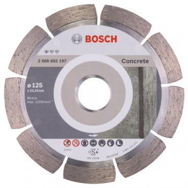 Диск алмазный сегментный 125х22,23 мм, толщина 1,6 мм, сухая резка, BOSCH Stf Concrete 2608602197